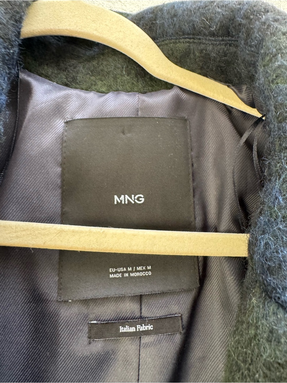 NWT Mango Plaid Wool Blend Button-Up Coat in Navy and Olive- Abrigo Scottish - Picture 7 of 14